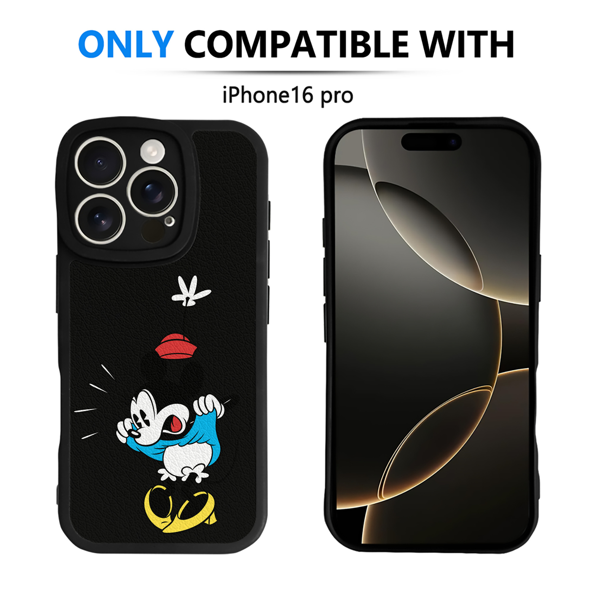 （画像用） ミッキーマウス Mickey Mouse 【iPhone 16シリーズ対応】シリコンスマホケース（レザー調） 材質：シリコン